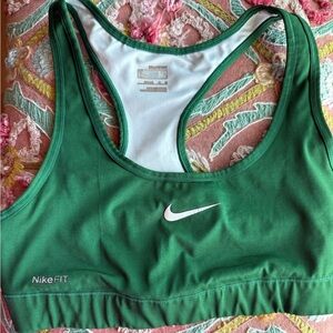 Nike Green Racerback Sports Bra with White Swoosh
